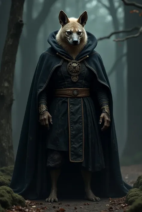 Humanoid hyena wearing a black wizards outfit