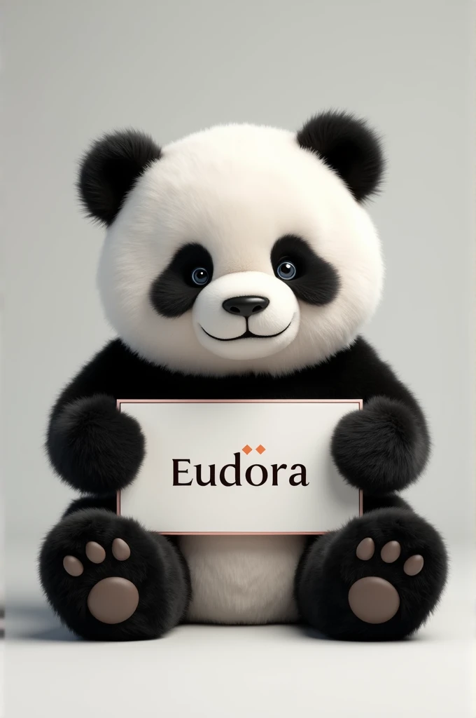 Panda bear holding an Eudora Exclusive sign 