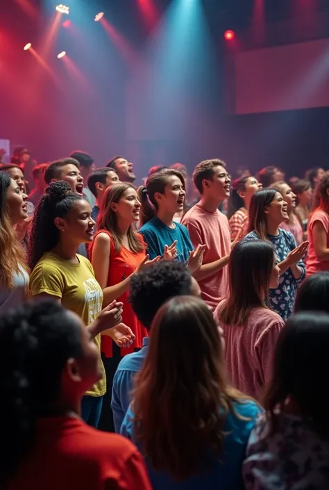 A group of young people praising God on a radio station called SLPJuvenil