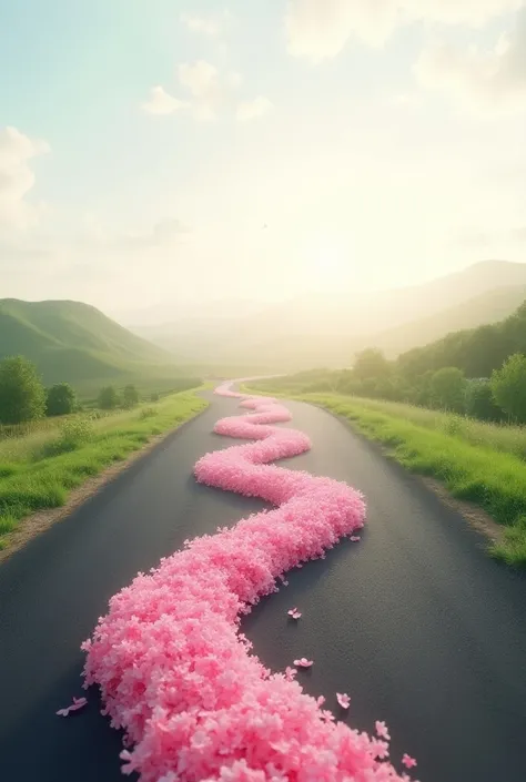 Picture of a ribbon-shaped road for breast cancer day
