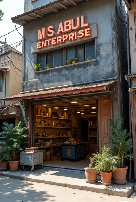 The name of the shop is M/s Abul Enterprise. Corrugated cement rod shop, make a beautiful design