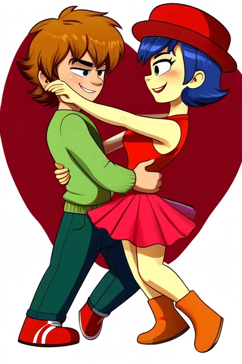 a couple dancing salsa, animation, scott pilgrim, Cartoon Network, couple dancing salsa together on a white background, romance 