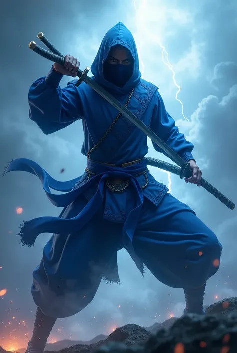 Create me an epic blue ninja