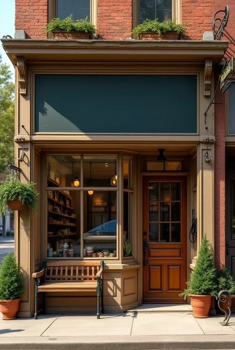 Facade of a bakery with blackboard with nothing written on the front