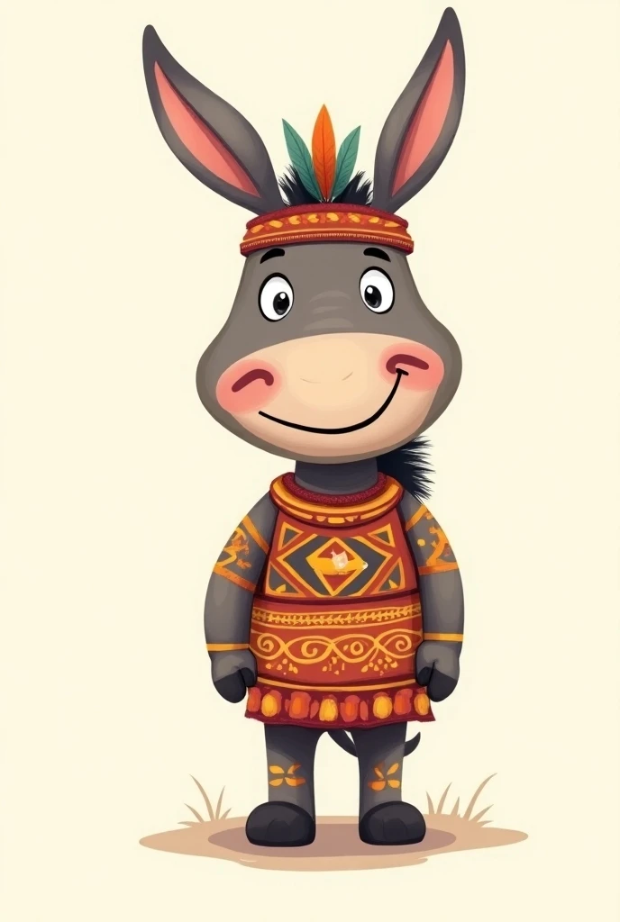 Create me an image of a donkey dressed as Inka but as a Feliz drawing 