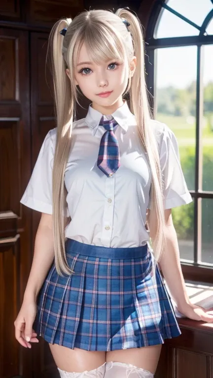 marie rose,
bright and shiny platinum hair,straight long hair,long blunt bangs,silky pigtails,
detailed brown eyebrows,big detai...