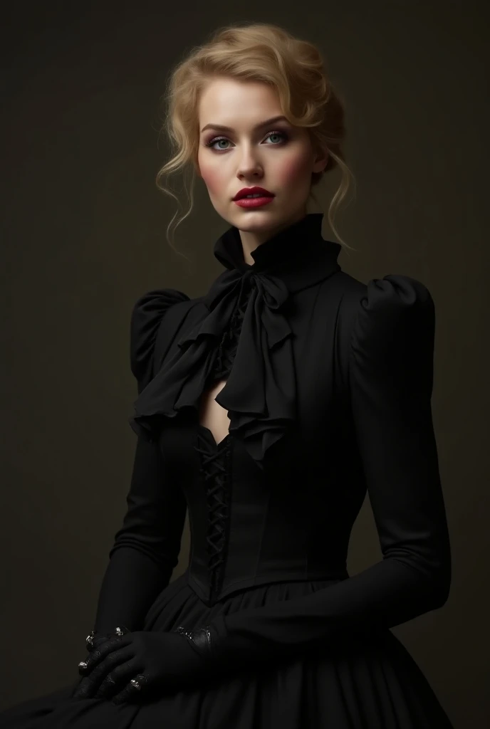 (((  not suitable for work  ))).   A full body shot of a sexy 25-year-old beautiful woman  (((  sodomized by a horny 69-year-old man  :1.5))). year 1900. 1900_Dress.   Dark freen high collar long sleeve shiny satin bustle Dress,   with fairskirt Silk glove...