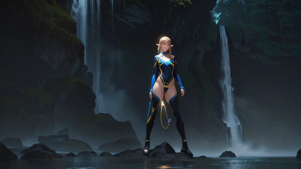  paraffed woman in a wetsuit stands in front of a waterfall, wlop rossdraws, WLOP и Rossdraws, rossdravs 1. 0, rossdrosy 2. 0, rossdrosy 2. 5, rossdraws global lighting , rossdraves digital painting ,  rossdraws surround lighting , cutesexyrobutts, Queen o...