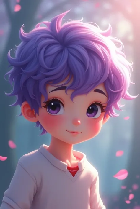 an illustration of a boy with purple locks