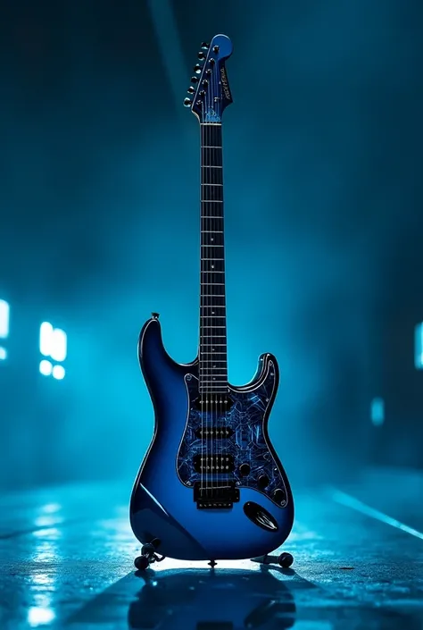 Blue Stratocaster guitar with Sinza shield 
