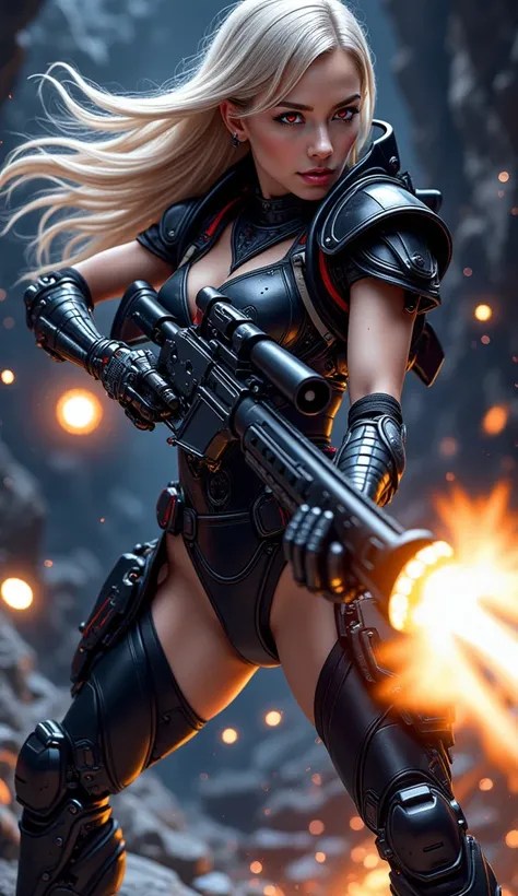 Attractive woman, gunner, cyborg, Realistic Baby, break: Attractive womanの体, Detailed and accurate mechanical joints, A seamless fusion of human beauty and precision machinery, Mature adult sexuality, break Detailed and realistic skin texture, Precision me...