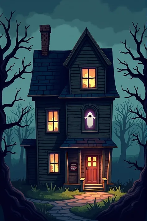  A haunted house inside (With a spooky mood )  Pixel ART for a game  