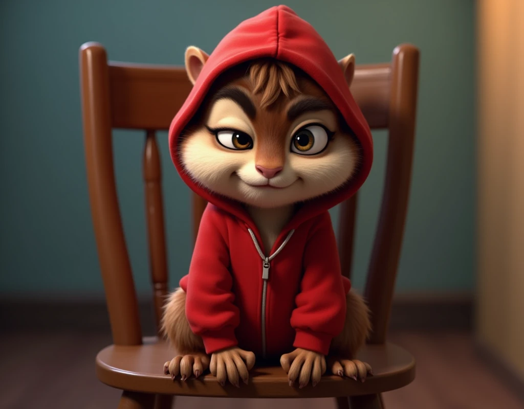  Alvin from Chipmunks,  sitting on the chair, sad angry , 4K, cartoon