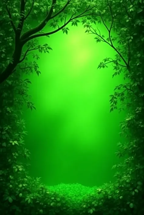 Green background with branches on the side
