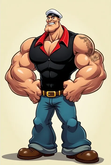 Image of Popeye being very strong