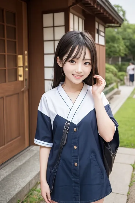   High quality masterpiece  , 8k, , Japanese Girls, RAW Photos,  absurd, Winner portrait smile face, 笑face, Alone, uniform, Summer Clothes Idol&#39;face, violet, Gardenia, Delicate girl, Long black hair, Dark Eyes, Upper body digital SLR,       Observe the...