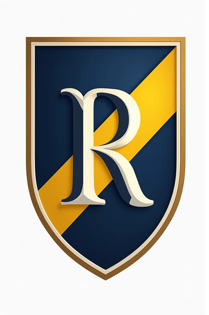  Generate a shield for the musical band of a school , Where the center is the letters :  E R
The primary colors are navy blue, yellow, gold and white, and whatever around you say. " music band Emilia Rodat ",  that is very beautiful elegant and with a lot ...