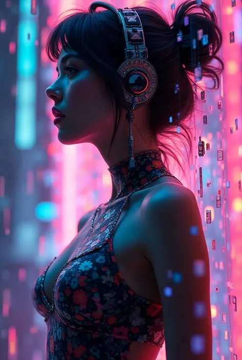 Girl sexy, meme, Surreal, Digital Art, , flow of information,  cultural transmission, subconscious, abstract pattern, psychedelic, neon colors, the art of failure, cyberpunk,  cinematic lighting ,  hyper detailed , 8k, photorealistic, volumetric,  Ray trac...