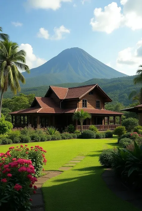 The country house in Alottenango is very beautiful, the country house is very nice, very landscaped, in the background you can see the volcano of Fuego and the volcano of Acatenango