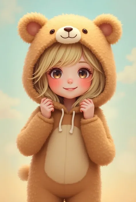 Blonde dressed as a teddy bear 