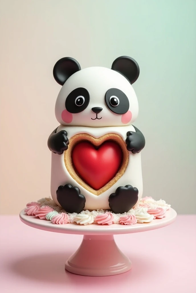 Cake with a pandas heart