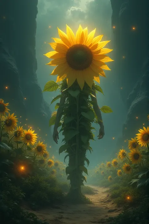 A show about the future of ren transformed into sunflowers, lost in a dark place and looking for a place with light to return