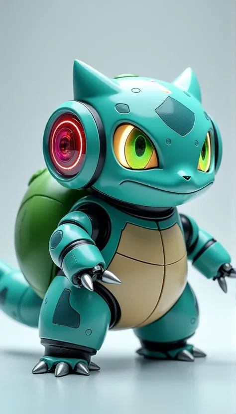 Robot bulbasaur, (blind box toy style:1.2), (Full body shot) , Mecha, Exquisite helmet:1.2, Luminescent goggles:1.2, Cyberpunk, Dreamy glow, bright neon lights, clean, White background, ( Global Illumination, Ray traching, nffsw, Unreal Render,Reasonable d...