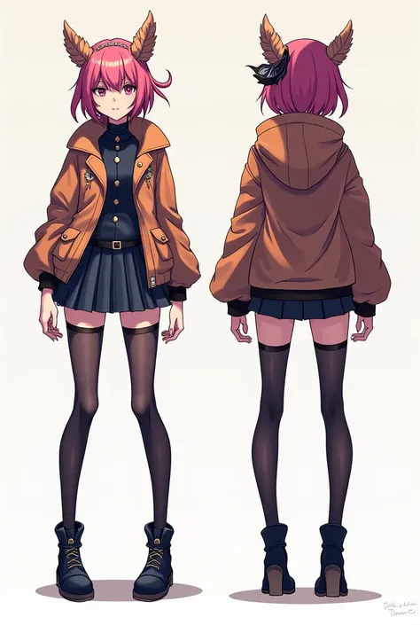 (Alone, full body photo:1.3), Crie o design,  FULL BODY FRONT AND BACK design of a very different and original female character for the game Dooki Literature Club. Copy the drawing style from the game dooki literature club for the character design