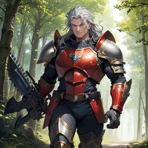 Masterpiece, High Resolution, HD, High Quality, Best Quality, Super Detailed. High fantasy genre, fantasy artwork. “Warhammer 40K aesthetic”.
{{(A male super knight of 500-years-old:(face similar to Jean Klaude Van Dame. Several face wrinkles. Blue eyes. G...