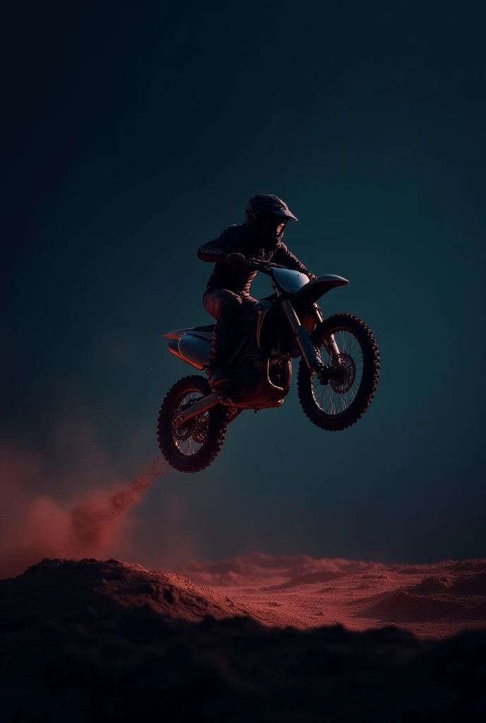 Create animated motocross image on black background 