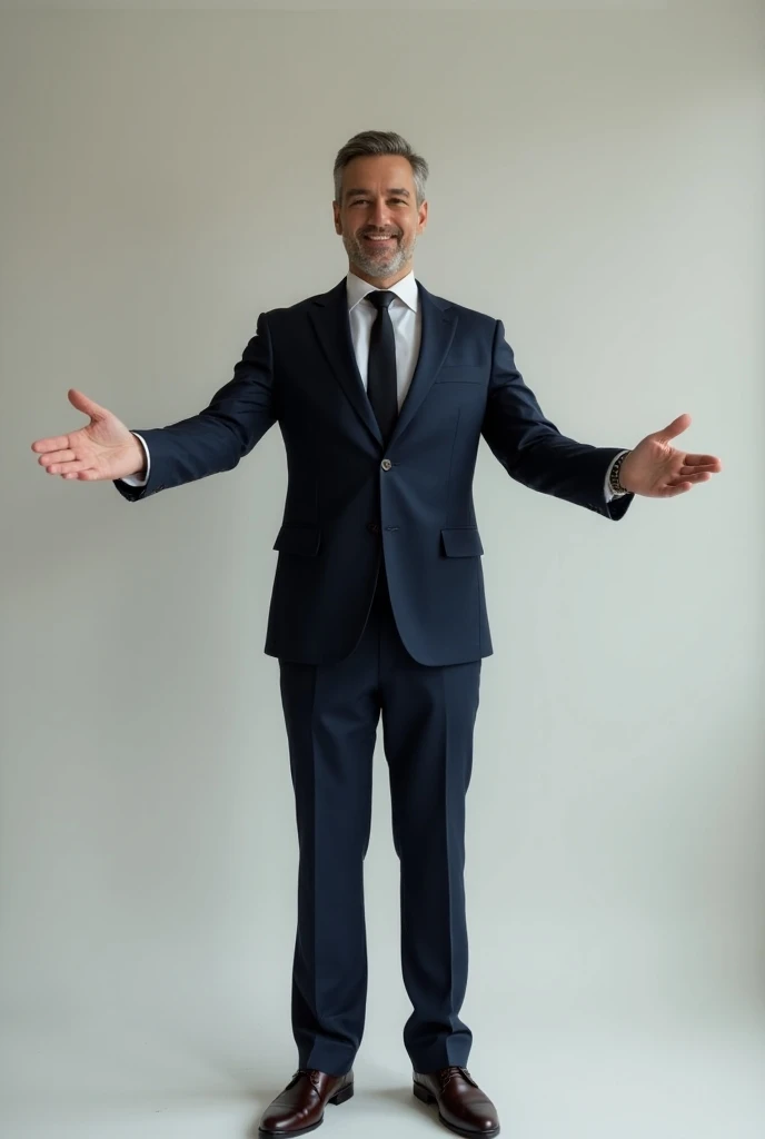 Man in a suit with open arms 