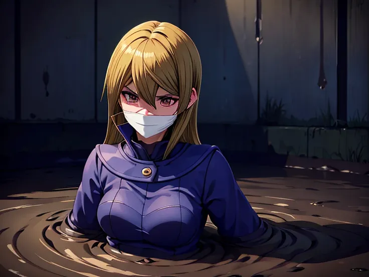 girls, slightly high resolution , tears, wet, student uniform, uniform, dark, sink, blue swamp, sink, drowning, sticky, muddy, s...