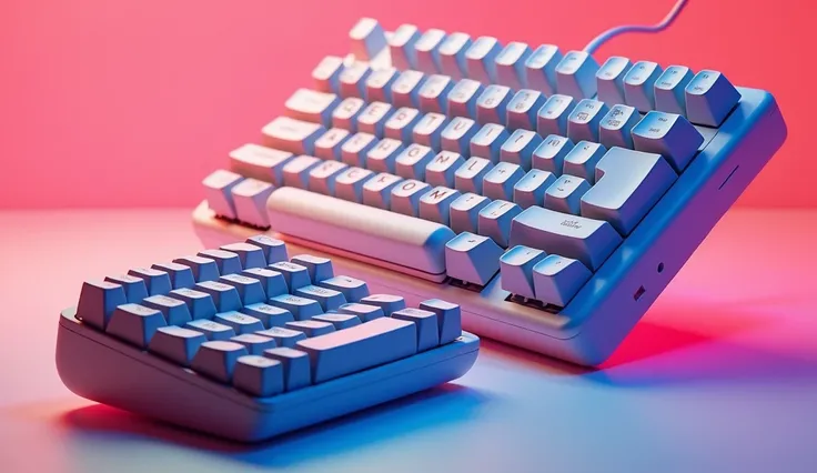 One large and small 2 keyboard in 3D colors.