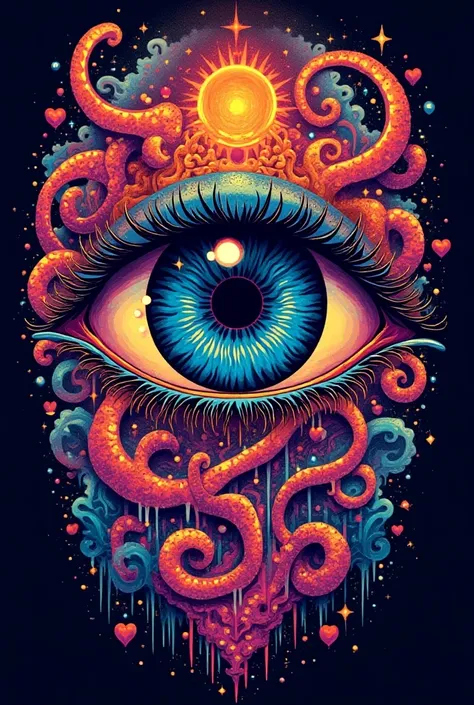 Hippie eye design for t-shirt print 