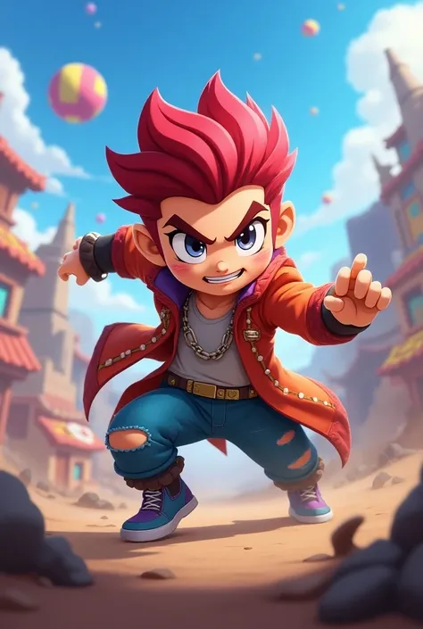 You have a character from Brawl Stars I mean Chester Haslo anime type Brawl Star is a video game watch out for the character Chester from Brawl Stars do it anime