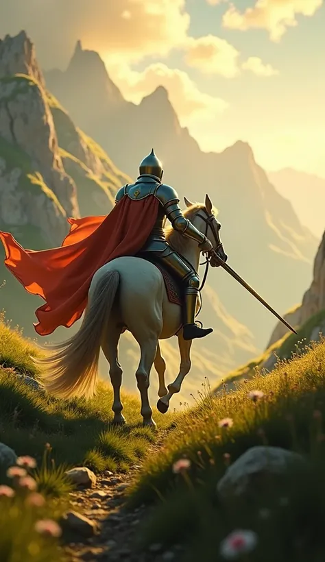 Knight, adventure, landscape, afternoon, hills, fantasy