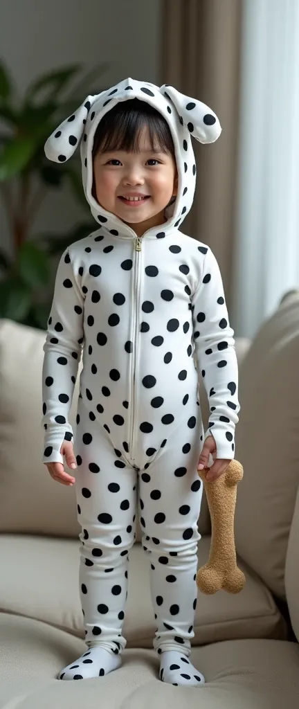  a most beautiful and clever older asian Chinese adult girl with beautiful cheeks are wearing dalmatian print lycra nylon full body long sleeved turtleneck unitard catsuit with spots with tails and always wearing dalmatian print lycra nylon inner hood cap-...