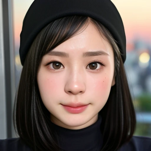 (kawaii 24 year-old Japanese girl, Nogizaka idol, Korean idol), healthy female athlete body, (glossy black hair, very short hair, pixie cut, bangs:1.3), (rounded face, beautiful black eyes, single eyelid, no makeup:1.2), (soft smiling, looking at the camer...