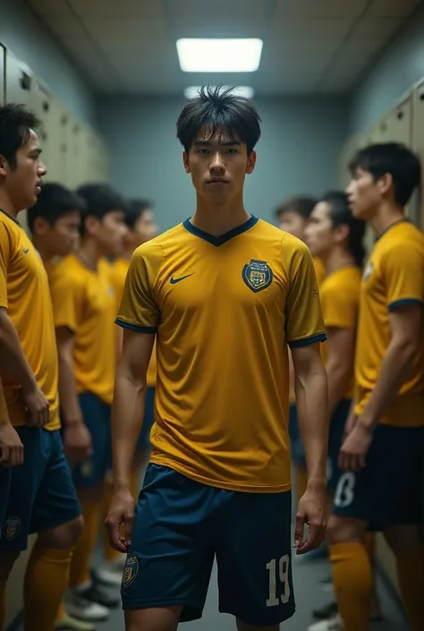 After soccer training, ,  couldnt take a shower, so his uniform was soaked with sweat and the smell of sweat vibrated. {x} A handsome male Korean sports college student
My fellow soccer players next to me have a bad smell of sweat, so they clench their nos...