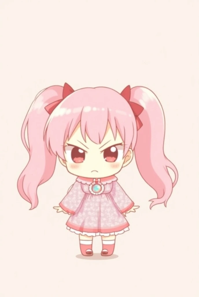 I want you to make me a Chibi version of Sakura Miku with a cute angry expression