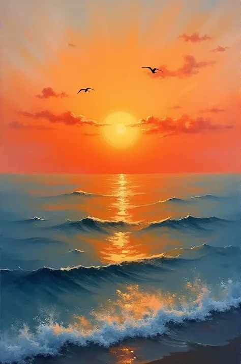 Sunset with ocean painting 