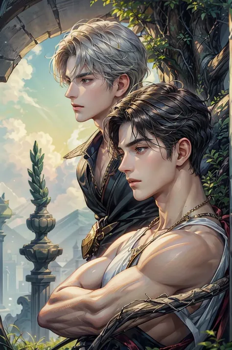 ((Best Quality)), ((masterpiece)), (detailed), (( perfect face)), ((Half Body)) Handsome face, male, Teenage Boy,    perfect proportions  , anime「Saint Seiya」Characters, short hair, male version , detailed ghibli interior scenery background 