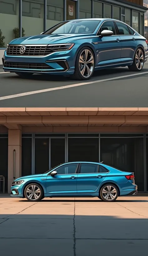 Jetta sportline 2024 blue color for 4K wallpaperHigh resolution, Detail, UHD, Retina, from one side, Multiple views, 
