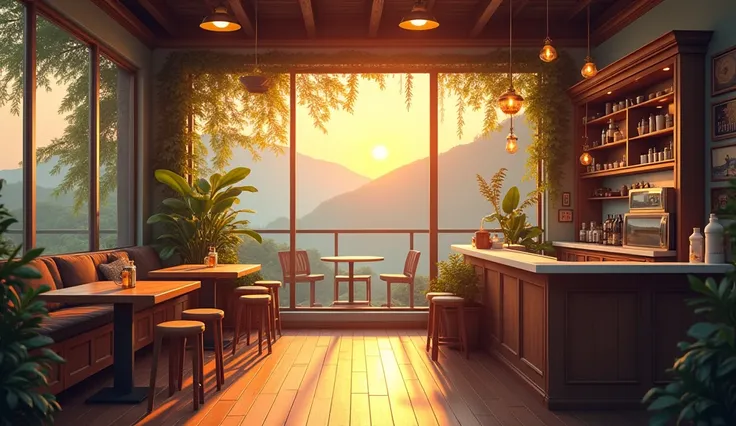  Relaxed scenery 、 Relaxed hues 、Relaxing Tones、Relaxed hours 、 Relaxed space 、Coffee shop、The smell of coffee、Retro、Lo-Fi、Detailed Description、masterpiece、Clear colors 、４k、 Feeling like music is playing