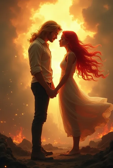 A long-haired Leo boy and a red-haired Scorpion girl in love choosing each other despite the disaster around them