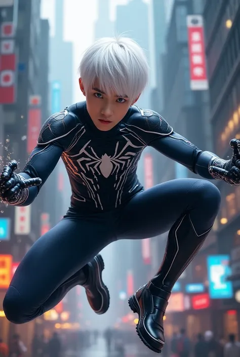 Korean Spiderman
White hair, blue eyes