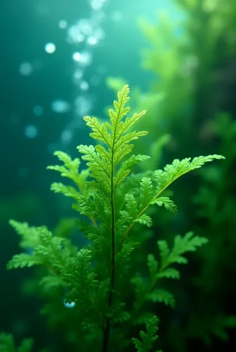 Image of an aquatic plant in the water with good definition and close