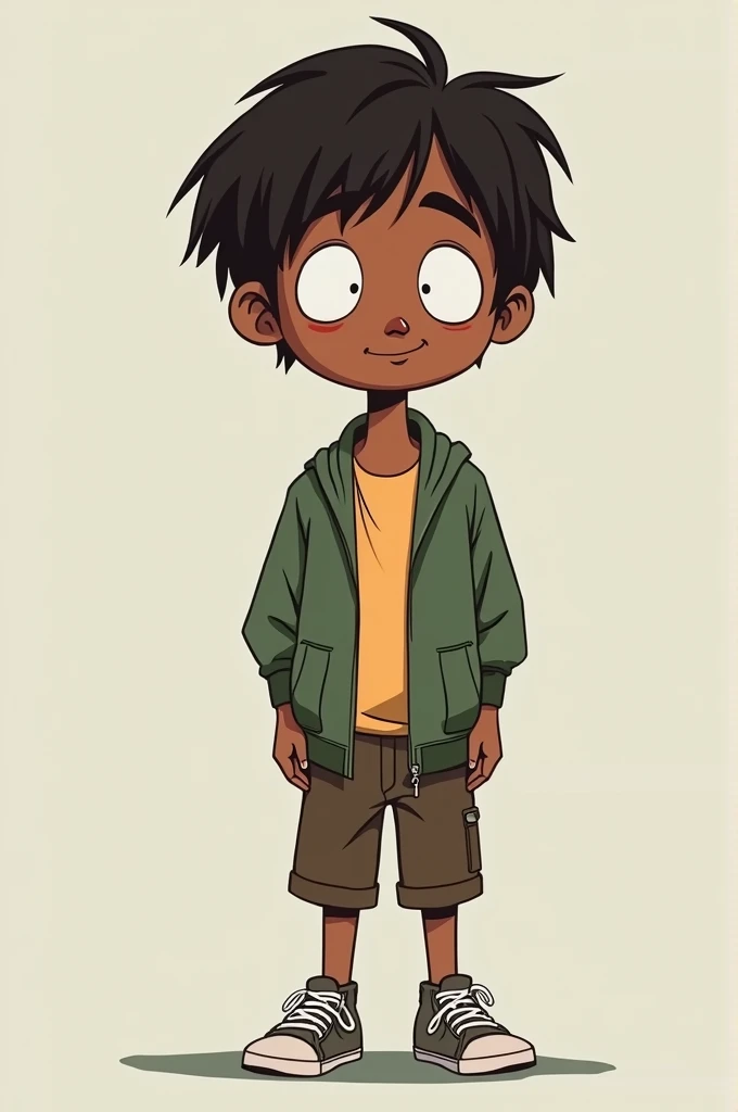 Tall brown boy with straight hair South Park style skater