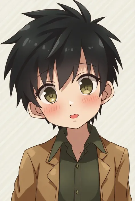 Shota con, young looking, boy,  like,  like, cock out, blushing, short hair, black hair