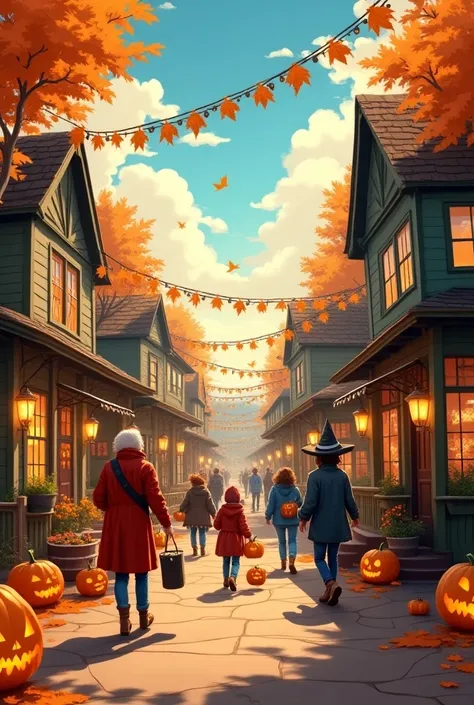 Best Quality,   very detailed、8k、  High Resolution ,  Scenery、#Halloween, #Illustration wallpaper, Harvest Festival 、 trick or treat、